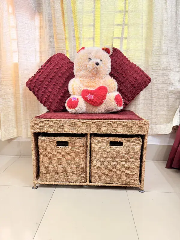 Ahiyana Premium 2-Seater Seagrass Storage Bench with Drawer Sofa Seat include Fhome and Cushion - Thumbnail Image