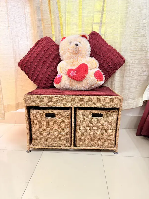 Ahiyana Premium 2-Seater Seagrass Storage Bench with Drawer Sofa Seat include Fhome and Cushion - Thumbnail Image