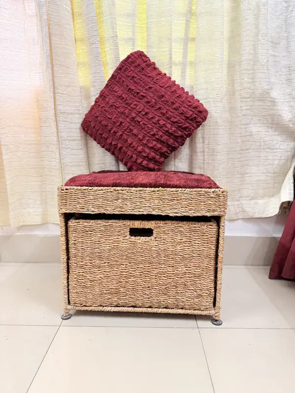 Ahiyana Premium 1-Seater Seagrass Storage Bench with Drawer Sofa Seat include Fhome and Cushion - Thumbnail Image