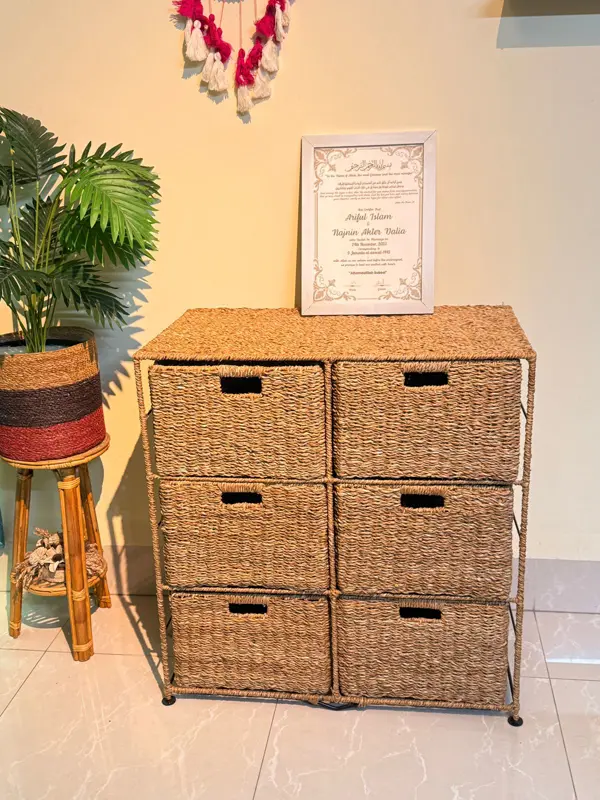Ahiyana Handmade Eco-Friendly 6 Part 6 - Drawer Seagrass Wardrobe – Durable Metal Frame Storage Organizer - Thumbnail Image