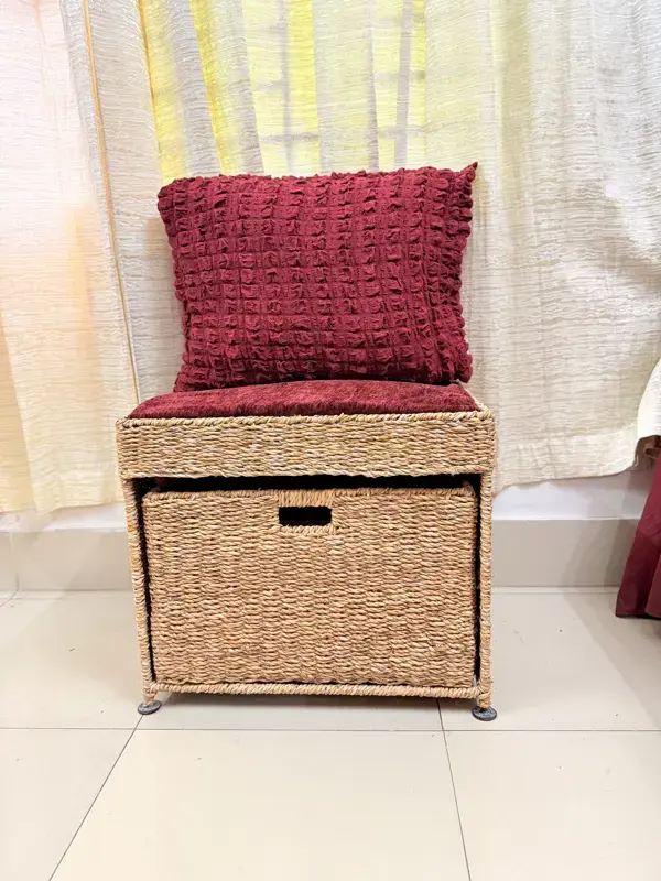 Ahiyana Premium 1-Seater Seagrass Storage Bench with Drawer Sofa Seat include Fhome and Cushion - Thumbnail Image